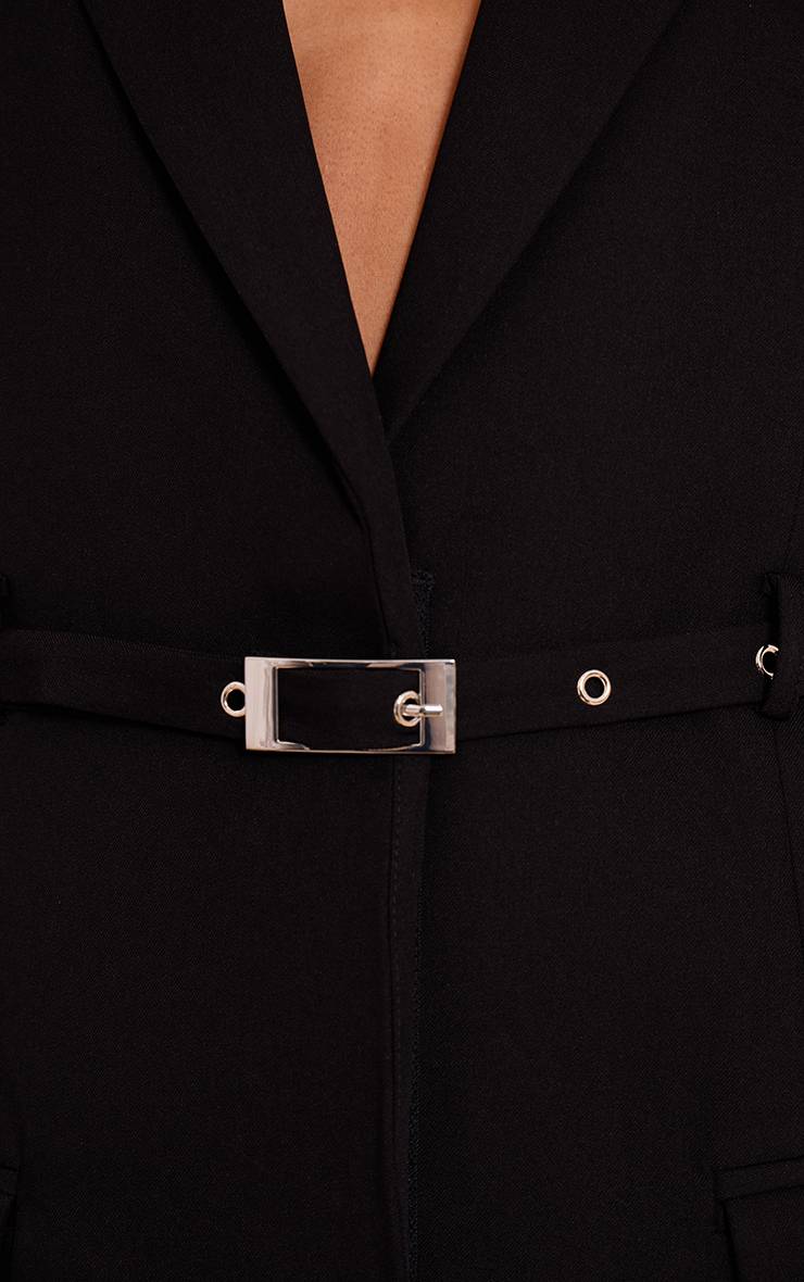 Noir Robe Blazer Ajustée Tissée
