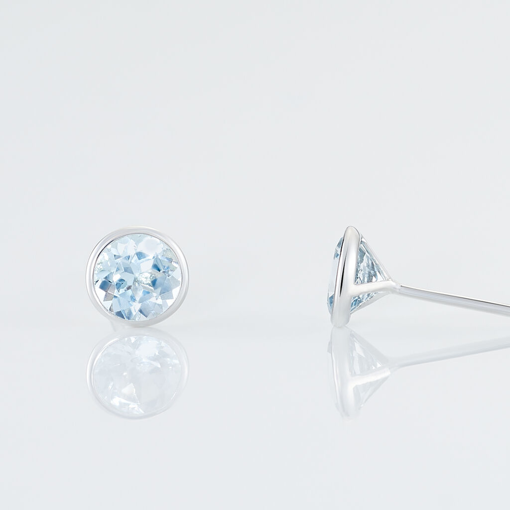 Boucles D'oreilles Puces Edy Serti Clos Or Blanc Topaze