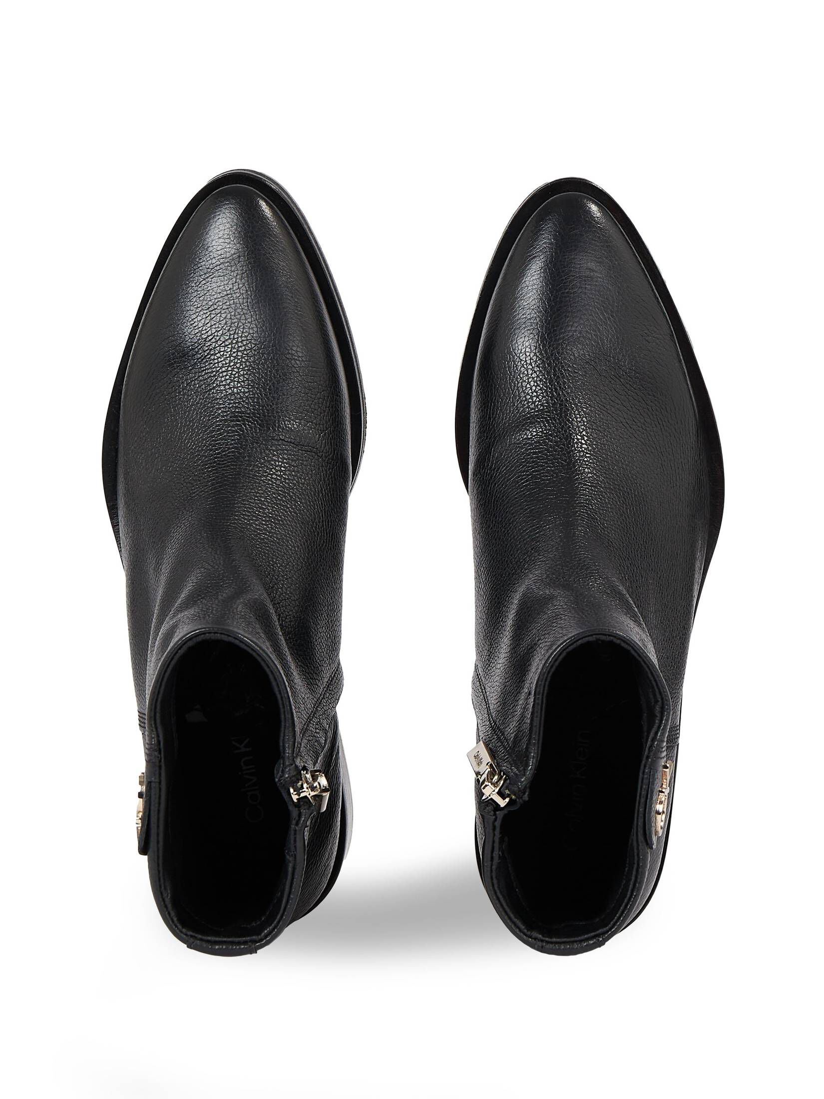 CALVIN KLEIN| Damen Stiefeletten aus Leder TAPERED BLOCK HEEL BOOT