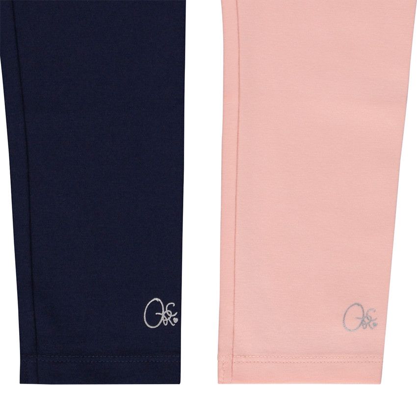 Lot de 2 leggings unis avec foil print pour fille - Bleu marine