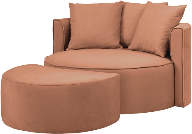 LeGer Home by Lena Gercke XXL-Sessel »ISALIE, Rundsessel mit Hocker, Lesesessel, Loveseat, Big-Sessel« Set,  trendige Stoffe, 3 Zierkissen, grosse Sitzfläche, Cord, Samt, Bouclé