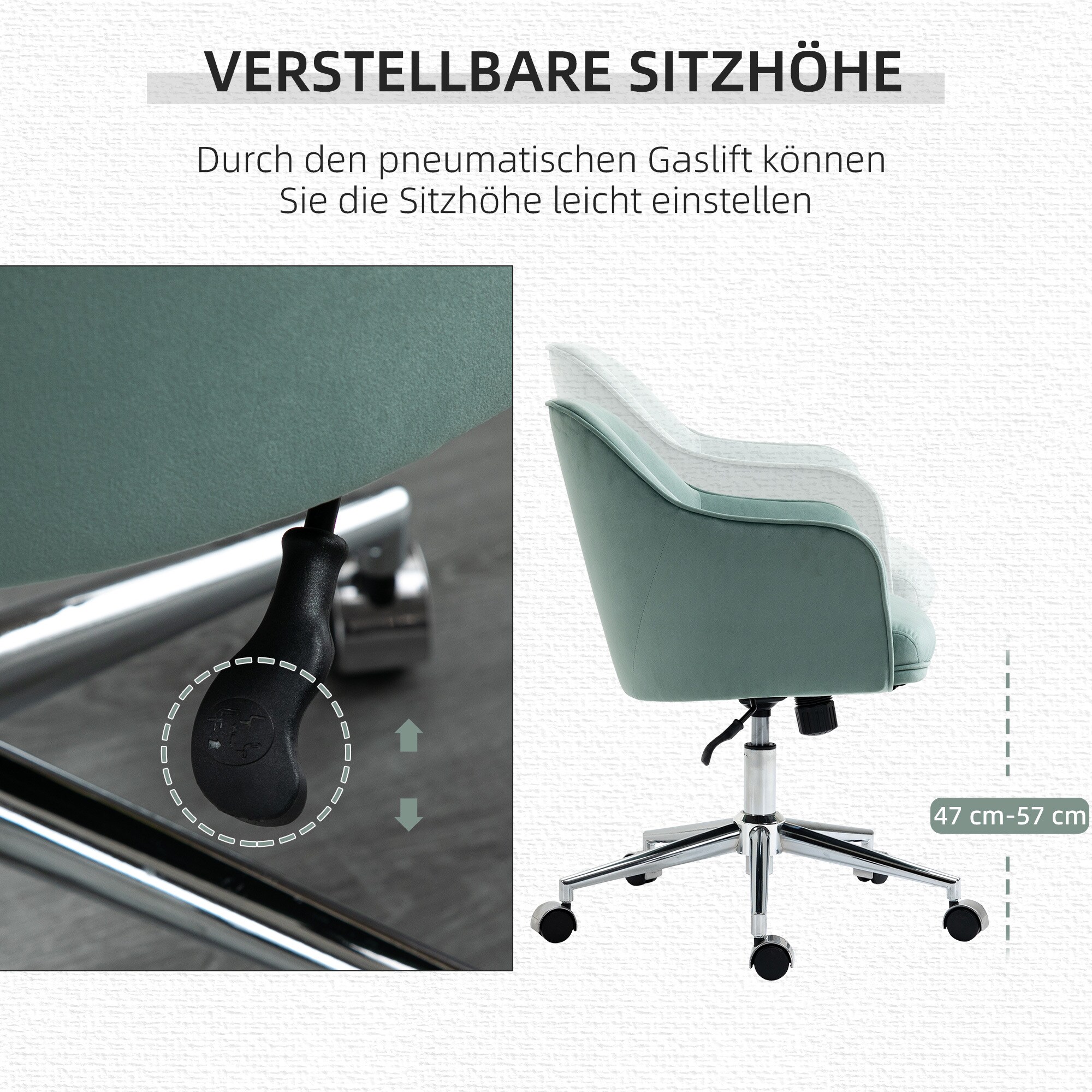 Vinsetto Bürostuhl ergonomisch geformt, high-end gaslift 61 x 59 x 80,5-90,5 cm (BxTxH)