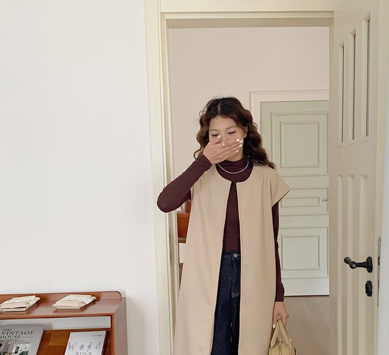 Juanita - Effen midi-vest met sjerp