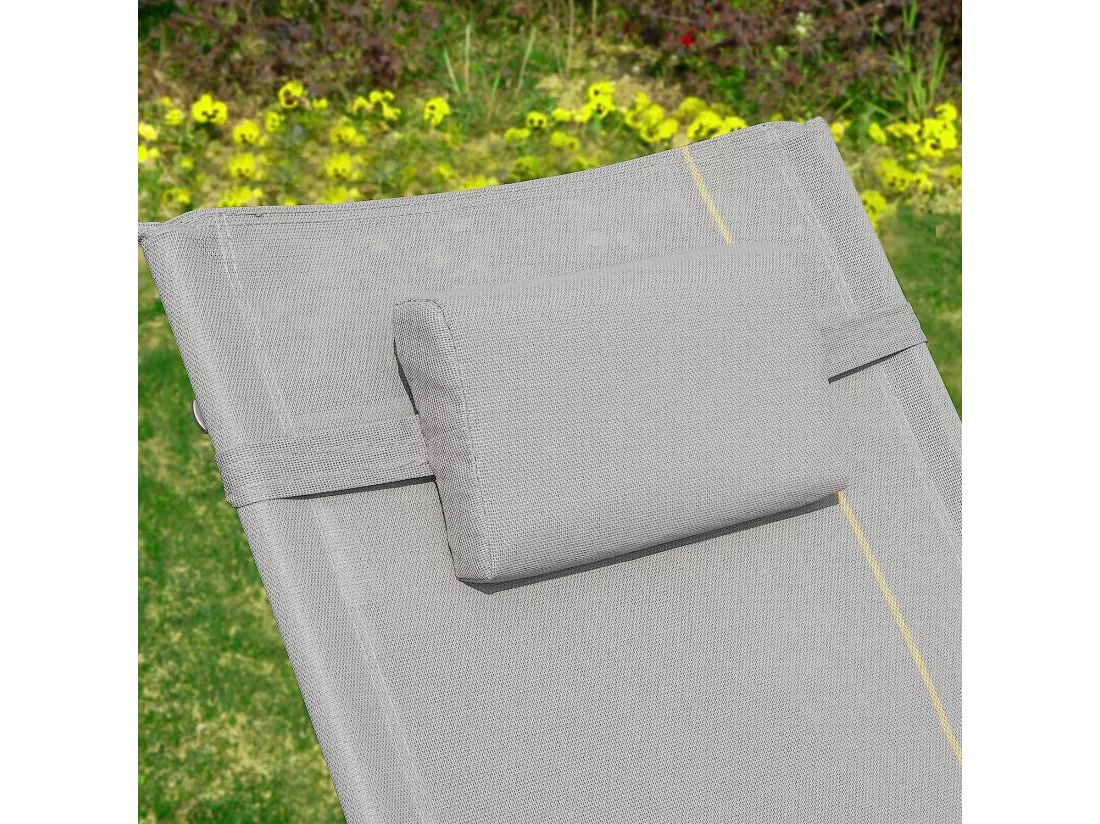 SoBuy OGS28-HG x2 Lot de 2 Bain de Soleil Chaise Longue Fauteuil à Bascule avec Appui-tête et Pochette et Repose-Pieds