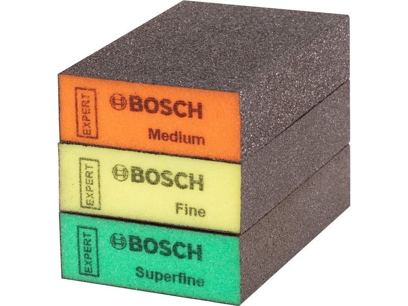 Bosch Professional Unischleifblock Expert-Set S471, 3-teili Standard-Blockschleifpapier-Set mittel, fein und superfein