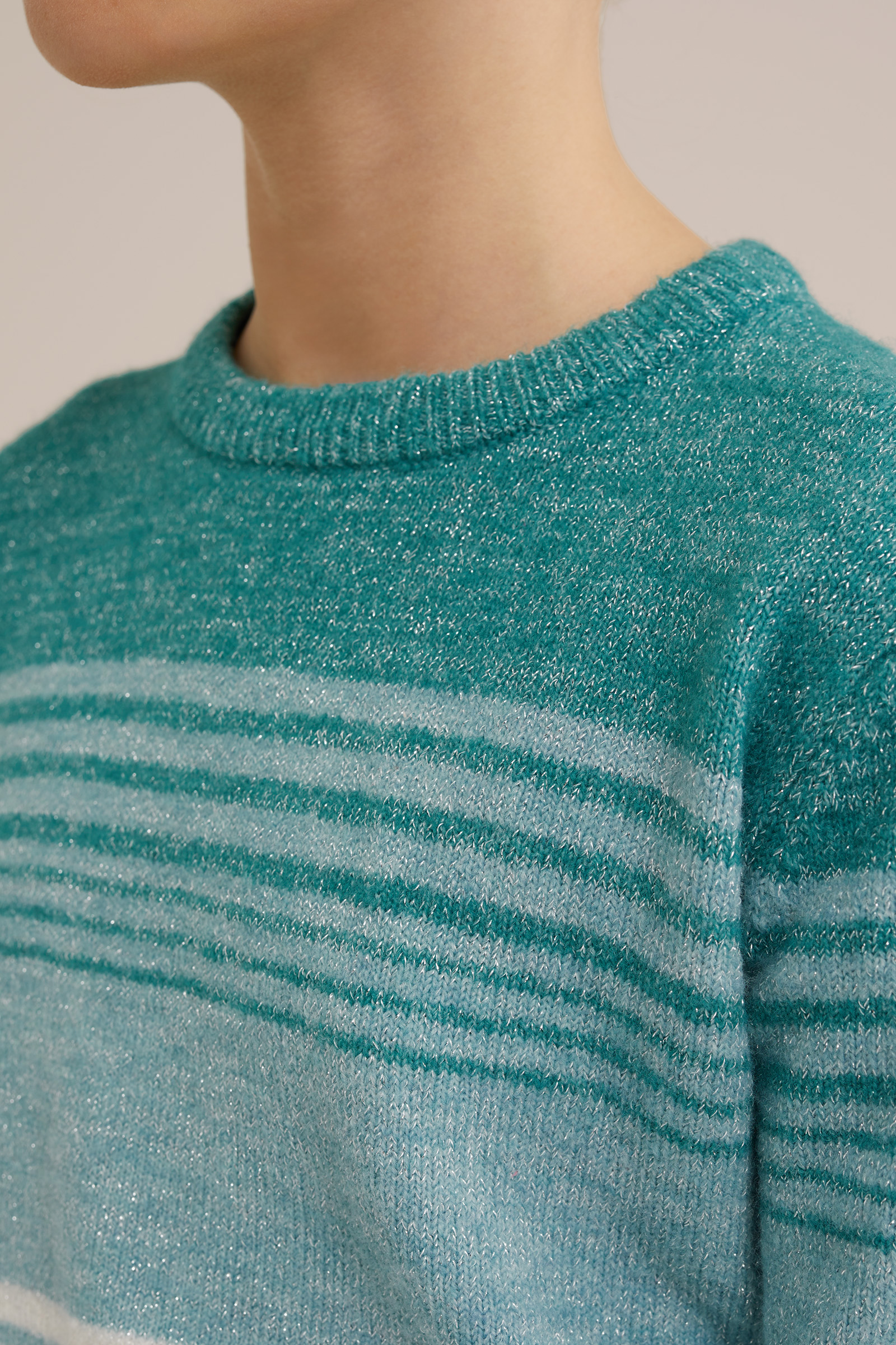 Meisjes gebreide trui met glittergaren WE Fashion Groenblauw