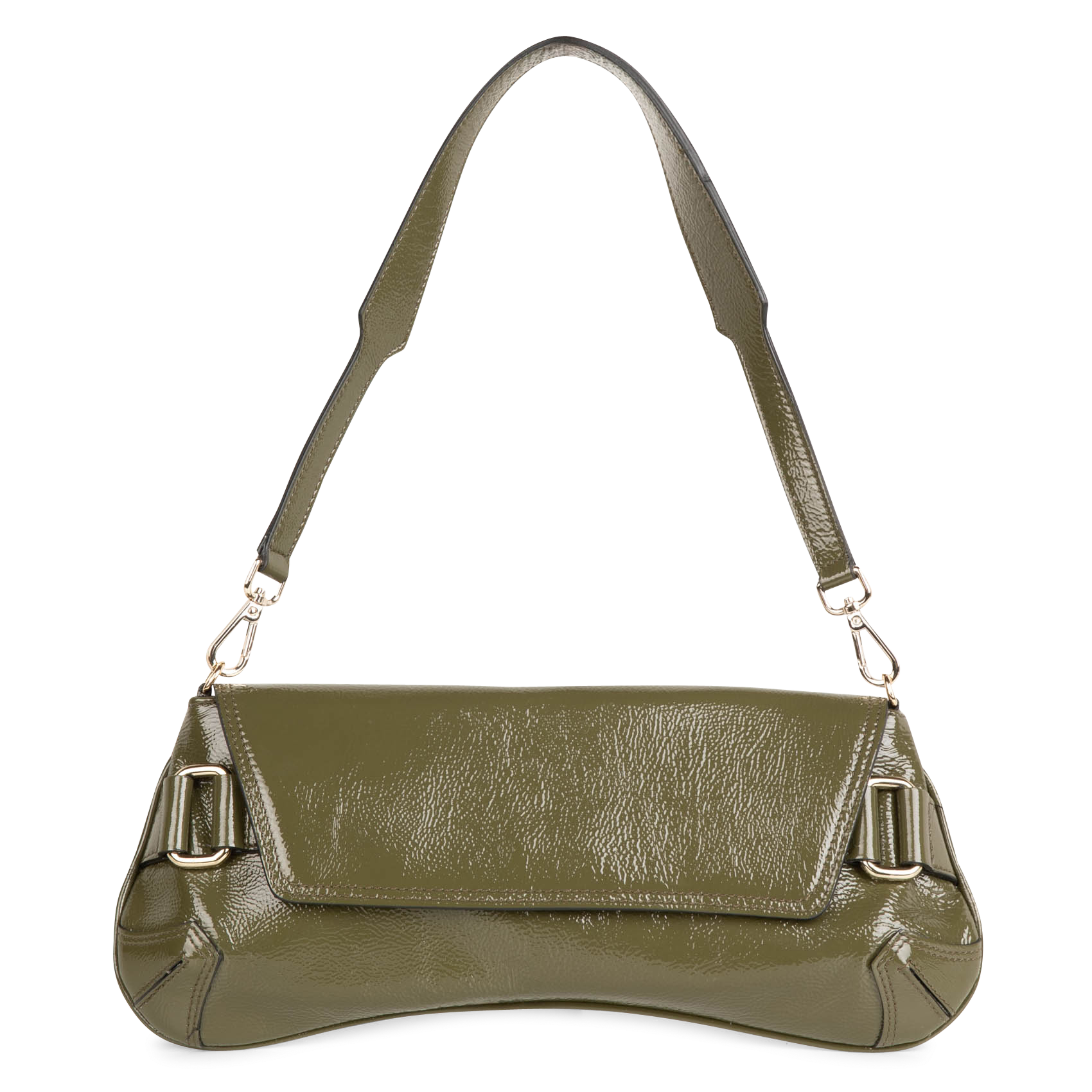 ENA - Sac baguette en cuir vernis| Kaki