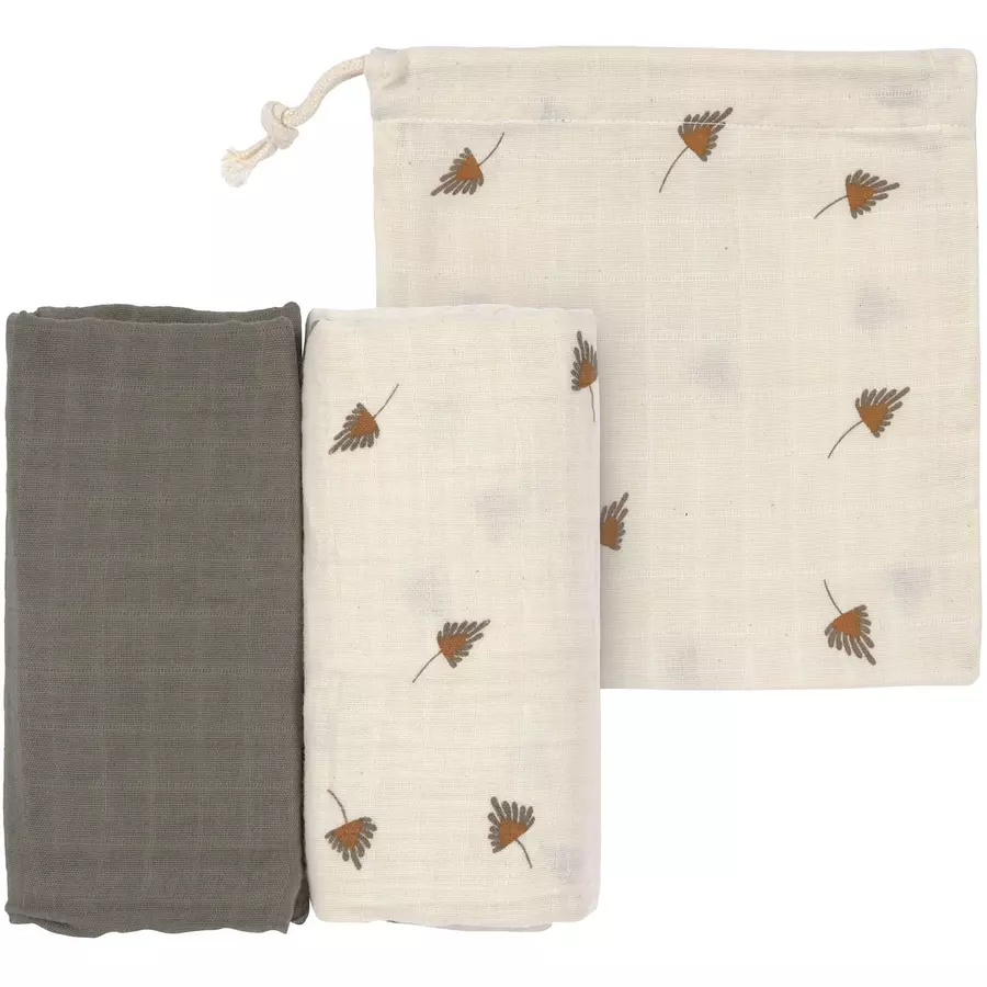 LÄSSIG Mulltücher L 2er Pack taupe 80 x 80 cm