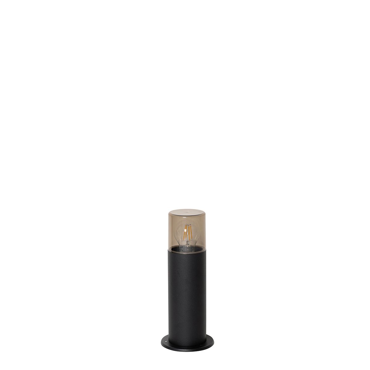 Staande buitenlamp zwart met smoke kap 30 cm IP44 - Odense