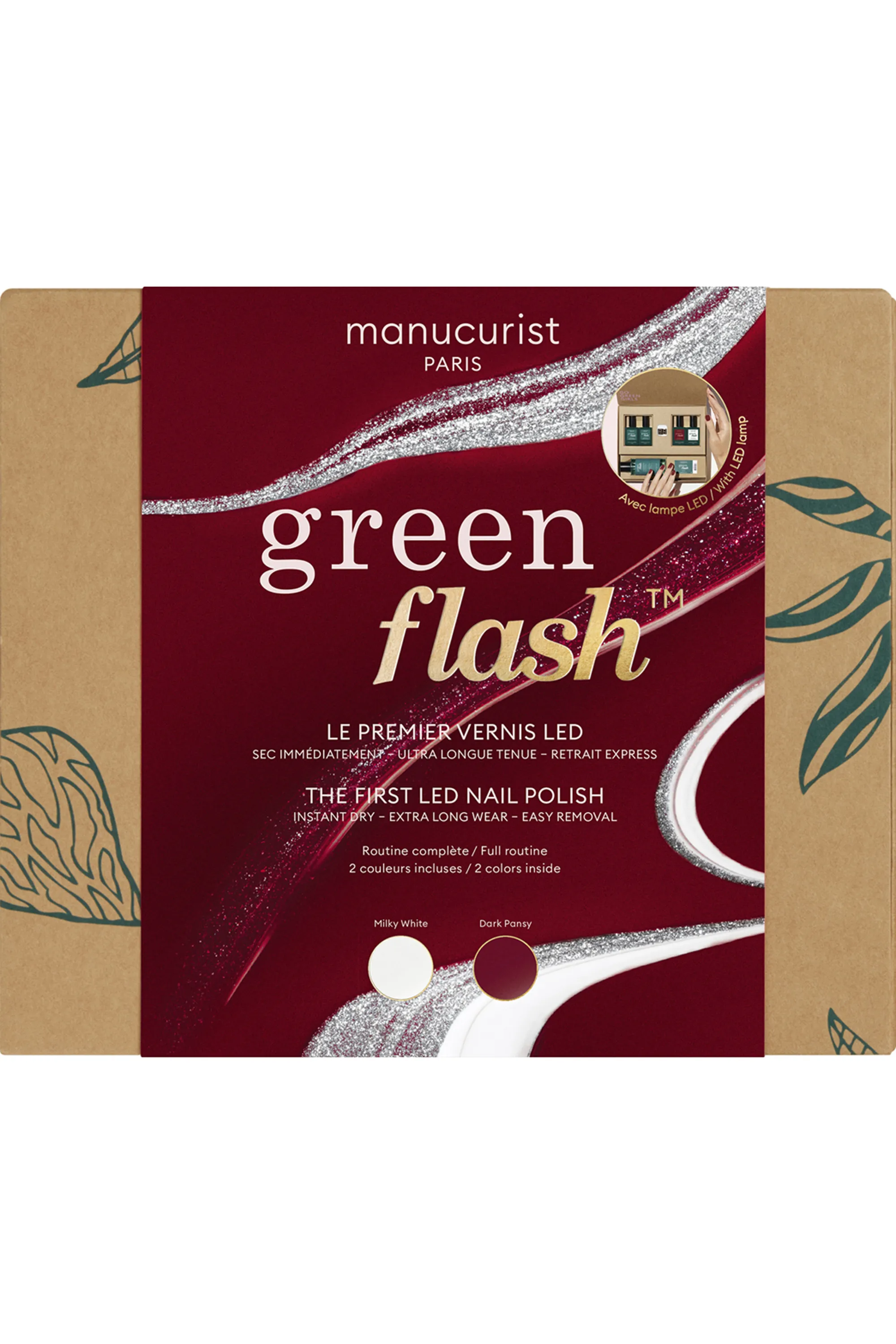 Manucurist Coffret routine semi- permanent Green Flash 24W avec 2 vernis inclus-800 g