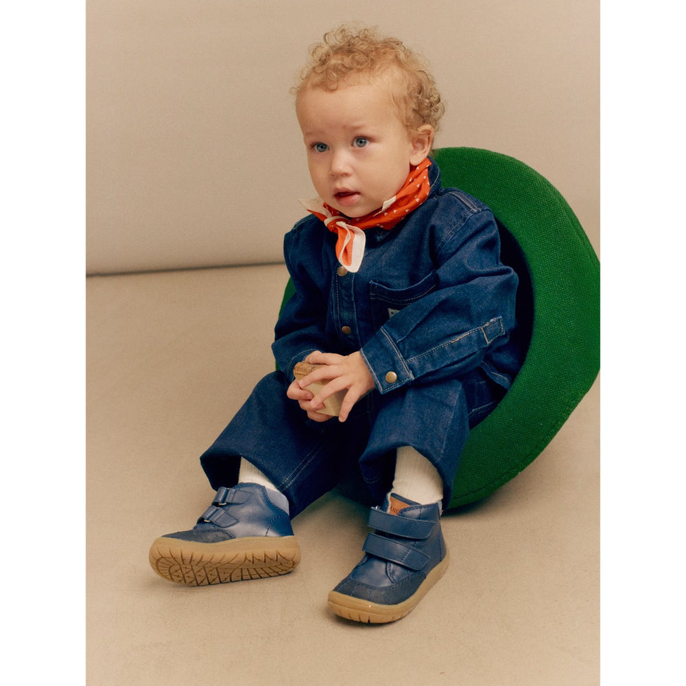 Køb Angulus Navy/Tan/Blue Fog Begynder TEX-støvle Med Kontraststikninger