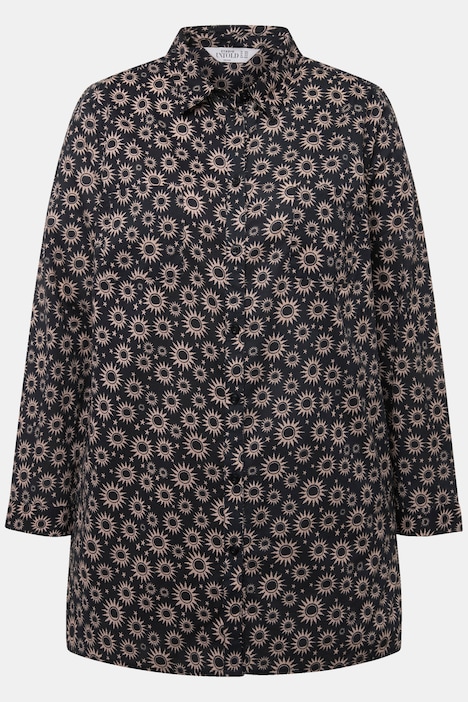 Hemdbluse, Boxy Shape, Sun-Print, Hemdkragen, Langarm