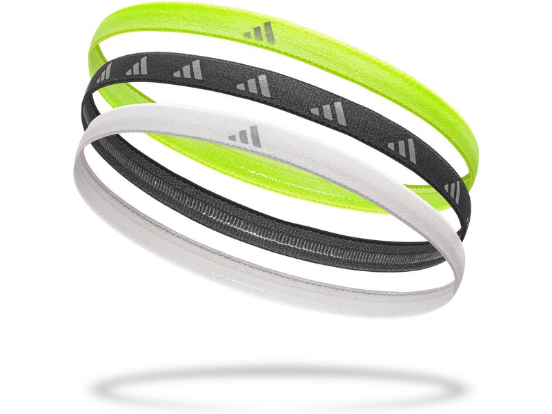 adidas Hairbands Lucid Lemon, Schwarz, Silber Packung mit 3 Haarbändern