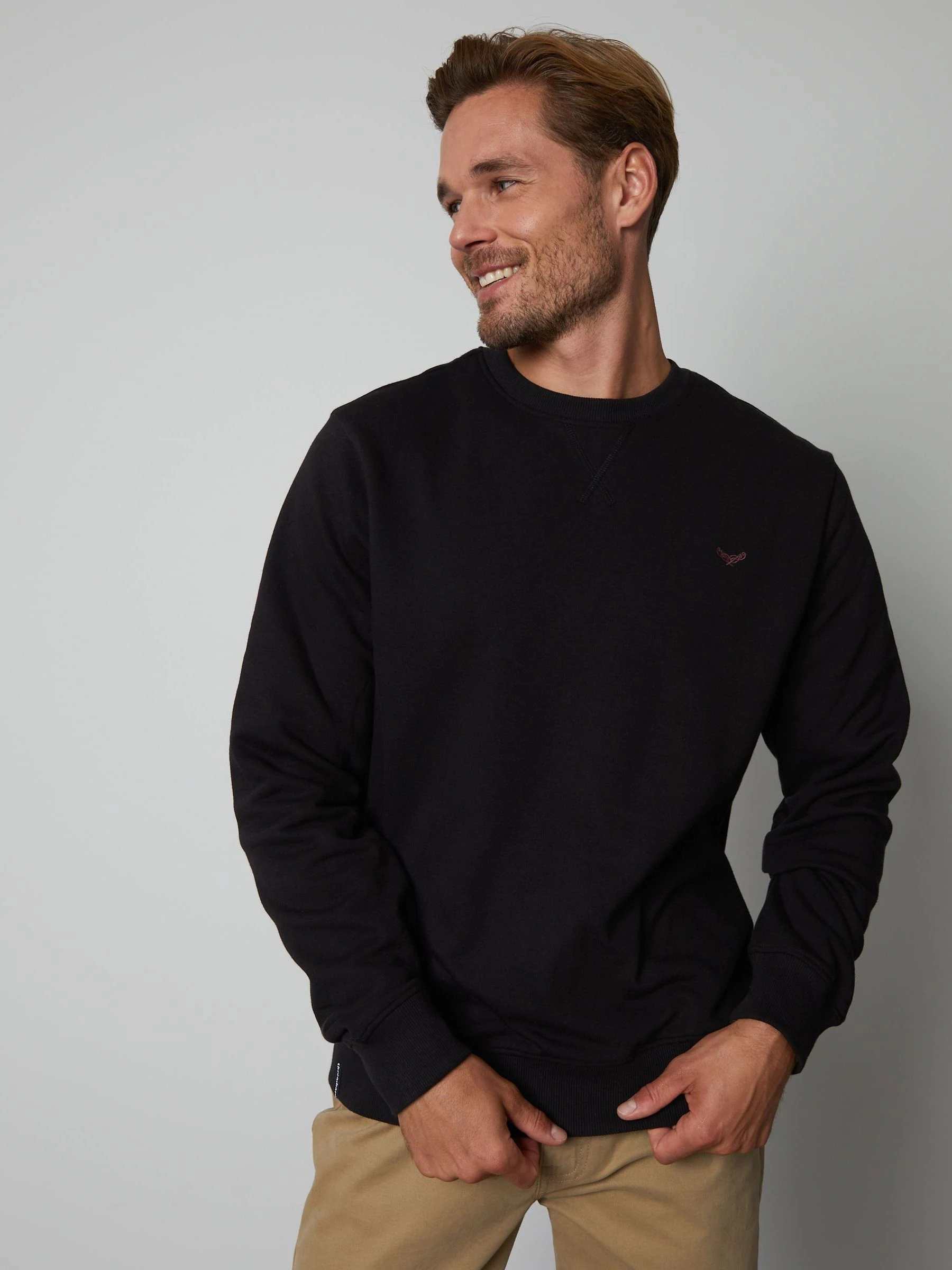 Zwart - Ronde hals - Threadbare sweatshirt met ronde hals
