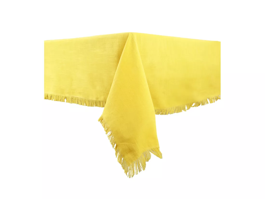 Nappe à franges en coton - 140 x 240 cm - Jaune - POLA