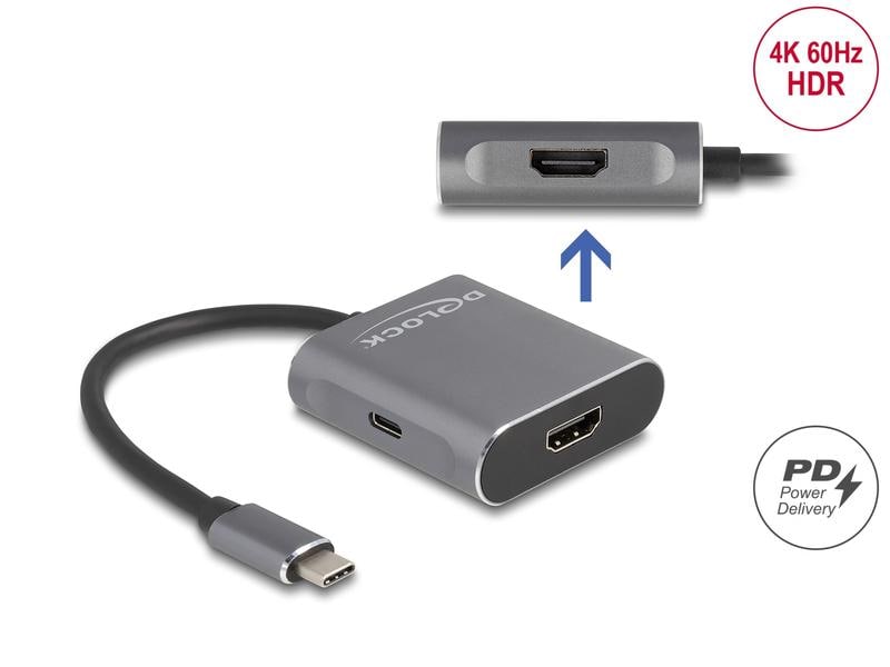 Delock 2-Port Signalsplitter USB-C – 2x HDMI Delock USB Type-C Splitter (DP Alt Mode) zu 2 x HDMI MST mit USB Type-C PD