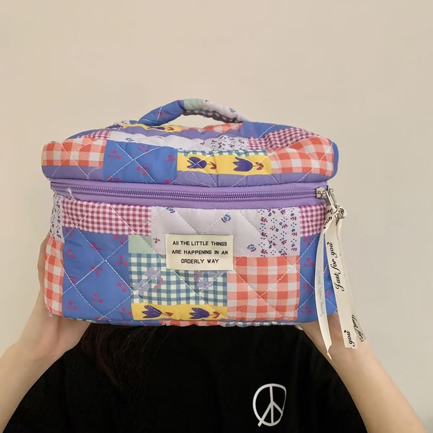 ZenlyHabit - Letterapplicatie Patchwork Stof Make-uptas / Clutch