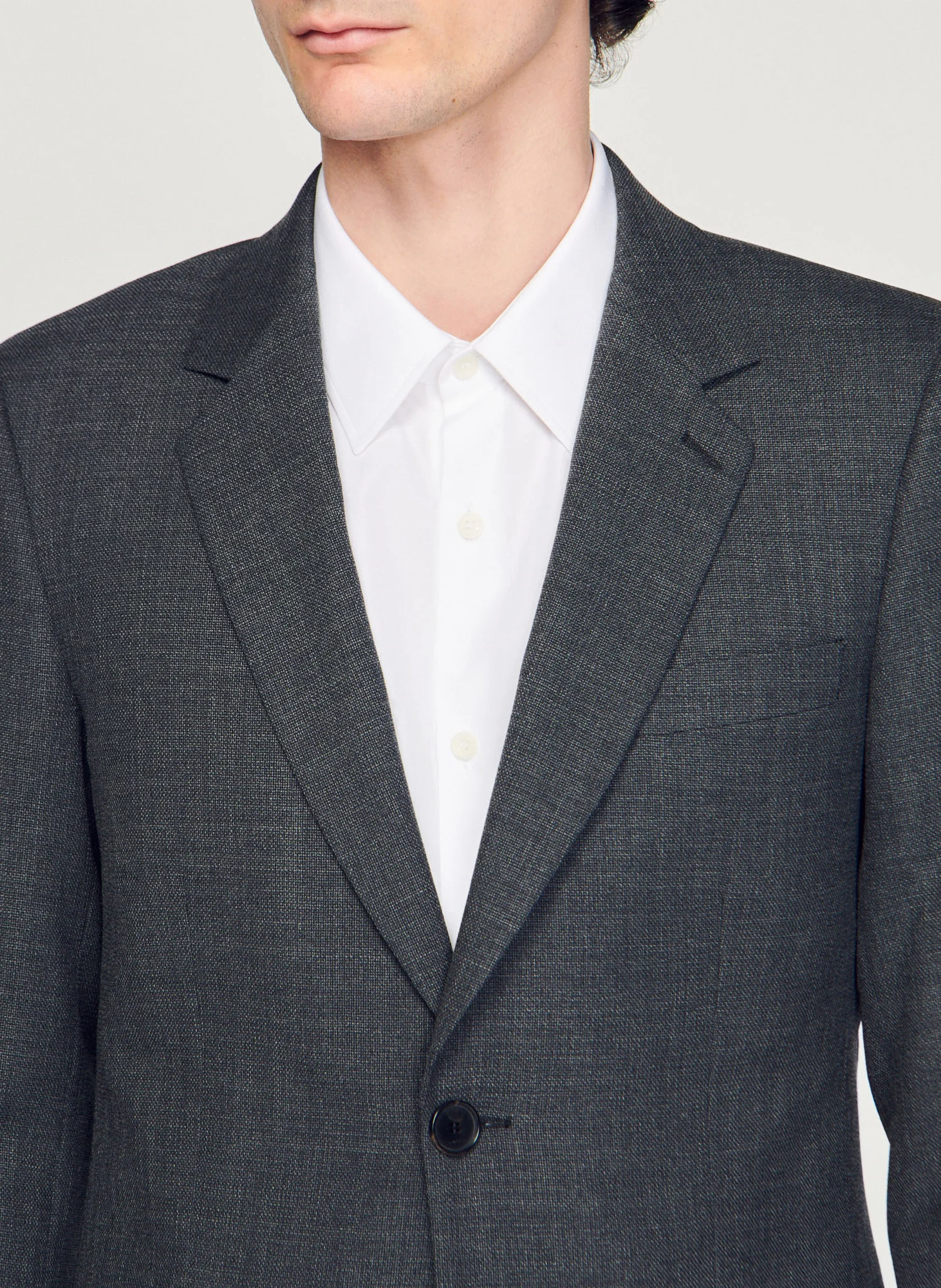 Veste col tailleur en laine | Gris
