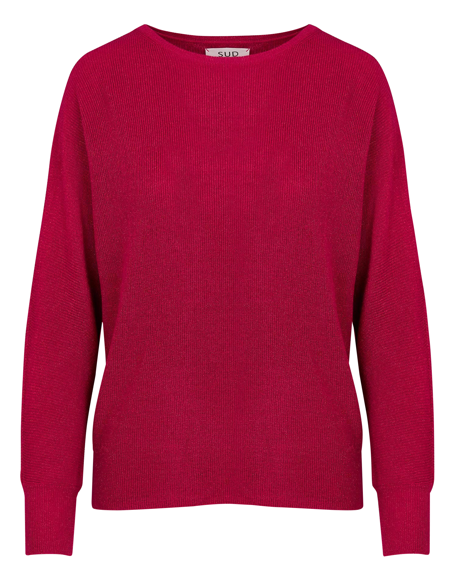 MACARENY - Pull droit col bateau en maille lurex | Rouge