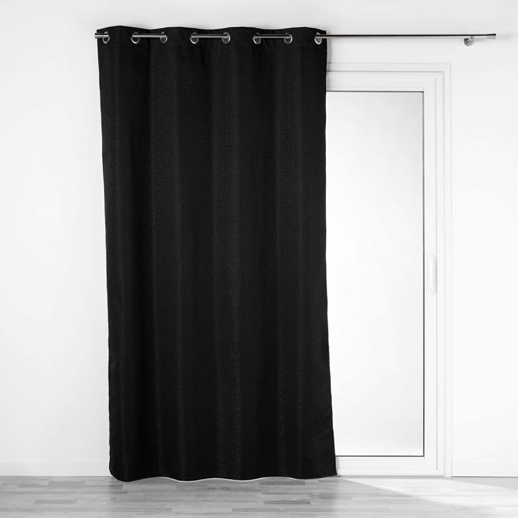 Rideau occultant jacquard DARKO noir 140x260cm