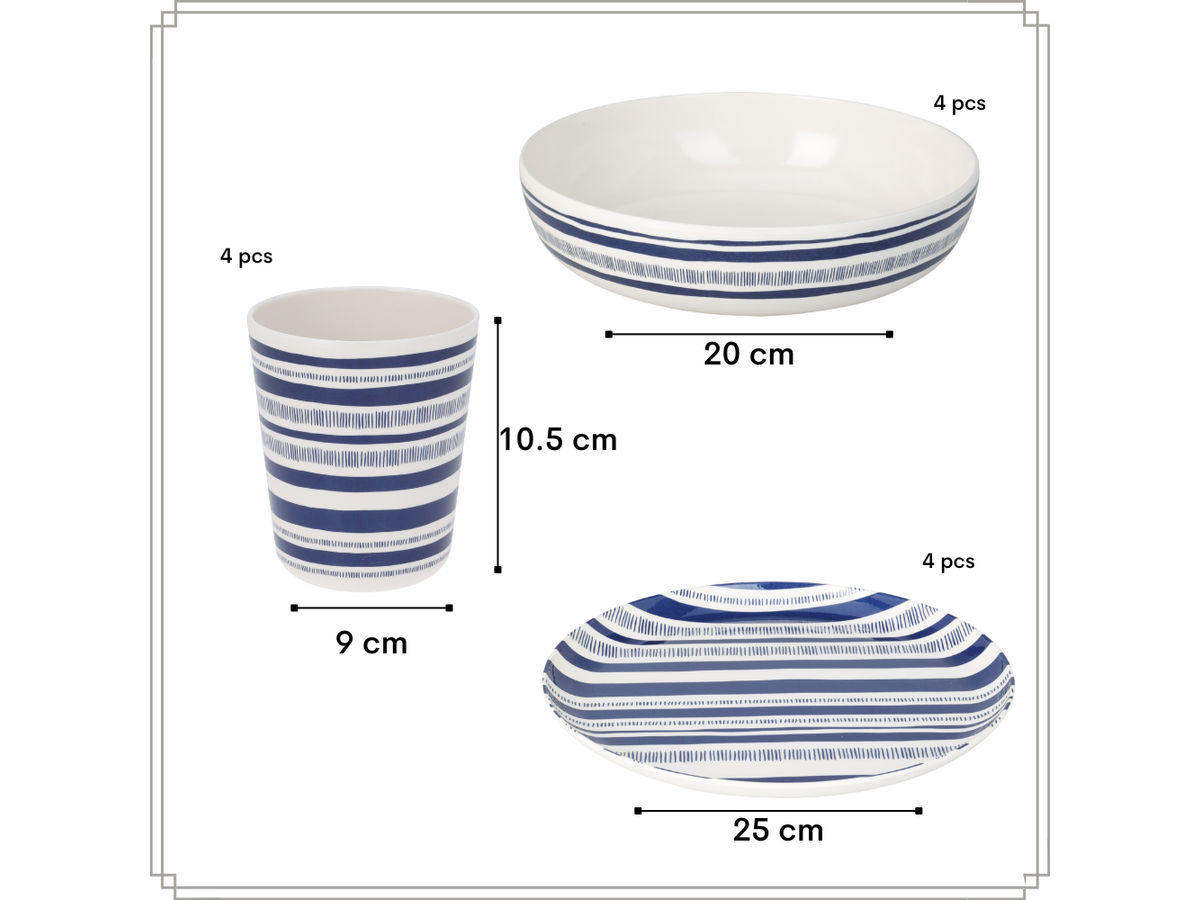OTIX Stripes 12-delig serviessets - Blue