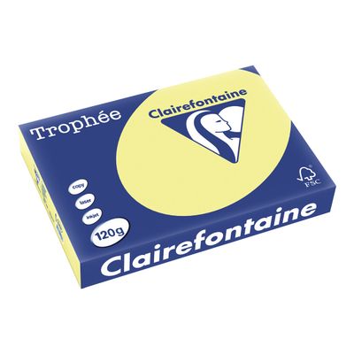 Clairefontaine Trophée - Papier couleur - A4 (210 x 297 mm) - 120 g/m² - Ramette de 250 feuilles - jonquille