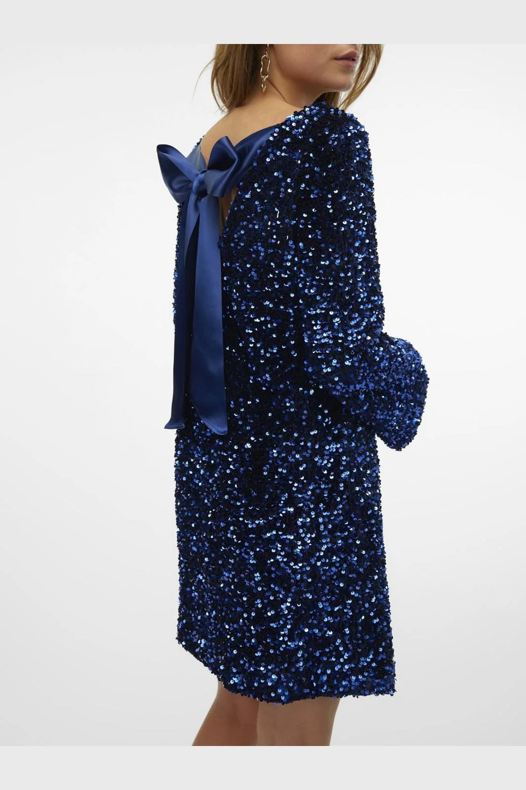 Vero Moda Vmlaila Ls Sequin Bow Dress 4681341 midnight blue