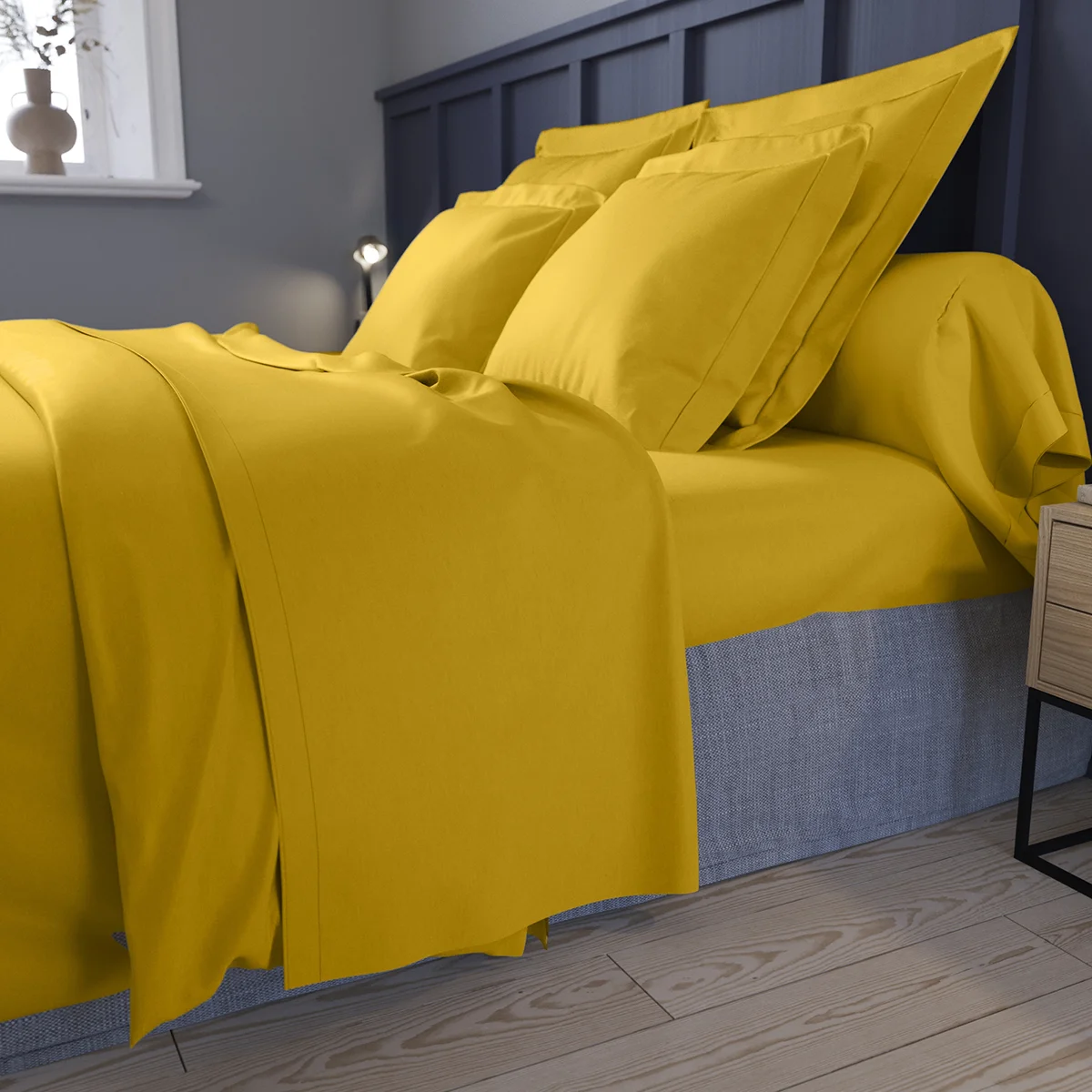 Taie de traversin Partition Satin de coton Coloris Curry