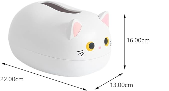 (22x13cm) Katzen Taschentuch Spender Nastuch Dispenser Kosmetik Tuch Aufbewahrungs Box inkl. Zahnstocherspender - Weiss