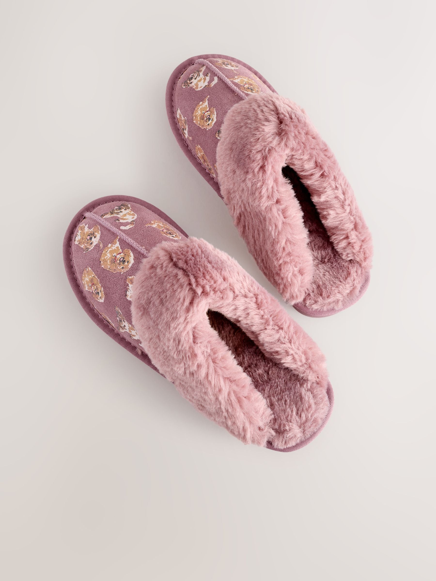 Roze - Suede Mule Charlie Cockapoo Faux Fur Slippers