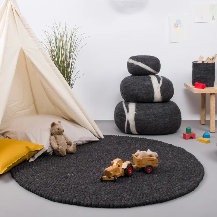 myfelt - Kieselstein Pouf Hugo 3XL, dunkelgrau meliert