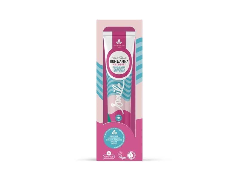 Ben & Anna Zahnpasta Wild Berry Fluoride 75 ml Natürliche, vegane Zahnpasta mit Beeren-Geschmack
