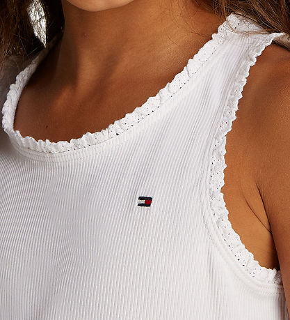Tommy Hilfiger Tanktop - Essential Rib - Weiß m. Spitze
