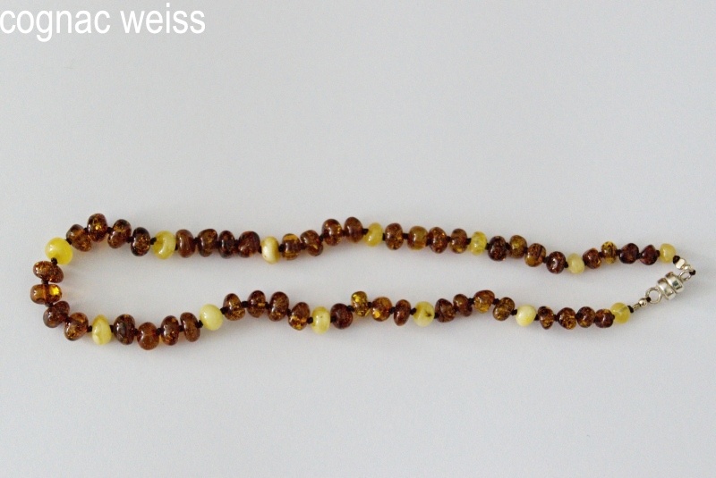 AMBERSTYLE Bernsteinkette cognac weiss 32cm mit Magnetverschluss 1 Stk