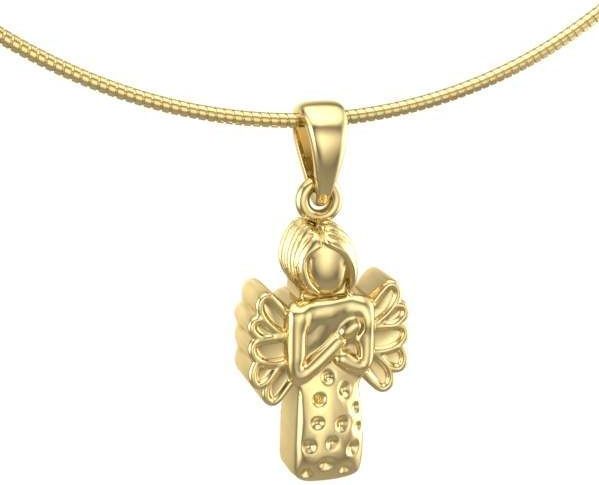 Engel - Gouden Ashanger - 14 Karaat - Gedenksieraad - Exclusief Collier