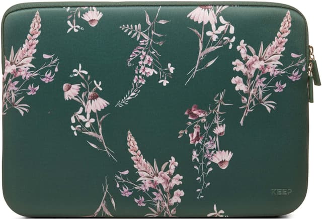 KEEP 13,6″ MacBook sleeve i neopren (Power Green Flower)