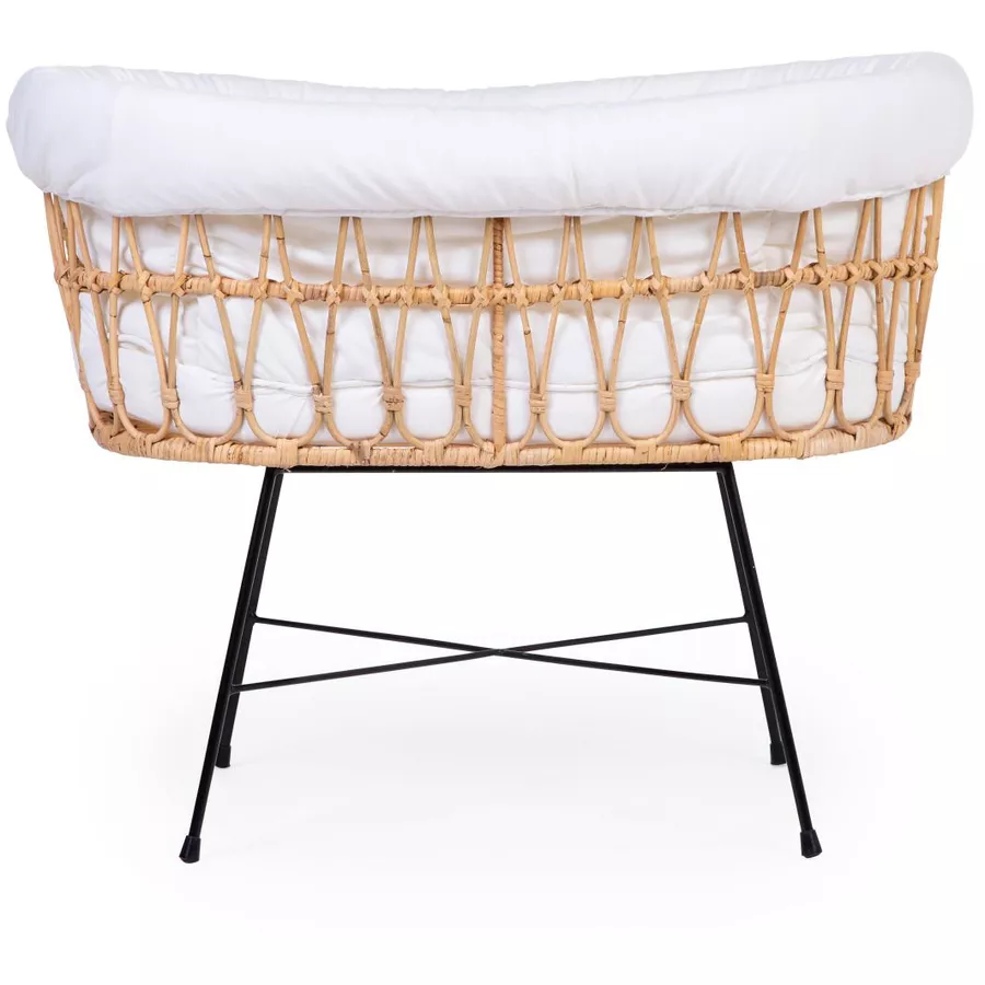 CHILDHOME Rattan Wiege mit Metallbeinen inkl. Matratze und Nestchen