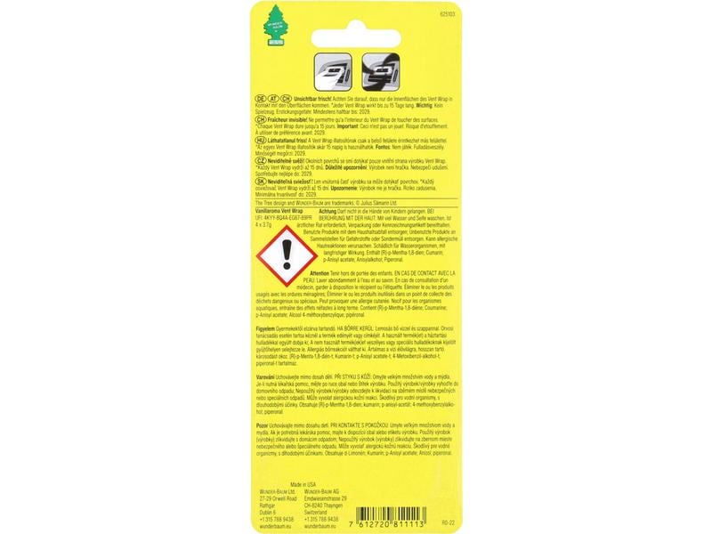 Wunderbaum Auto-Lufterfrischer Vent Wrap Vanillaroma Fahrzeug-Lufterfrischer für Lüftungslamellen