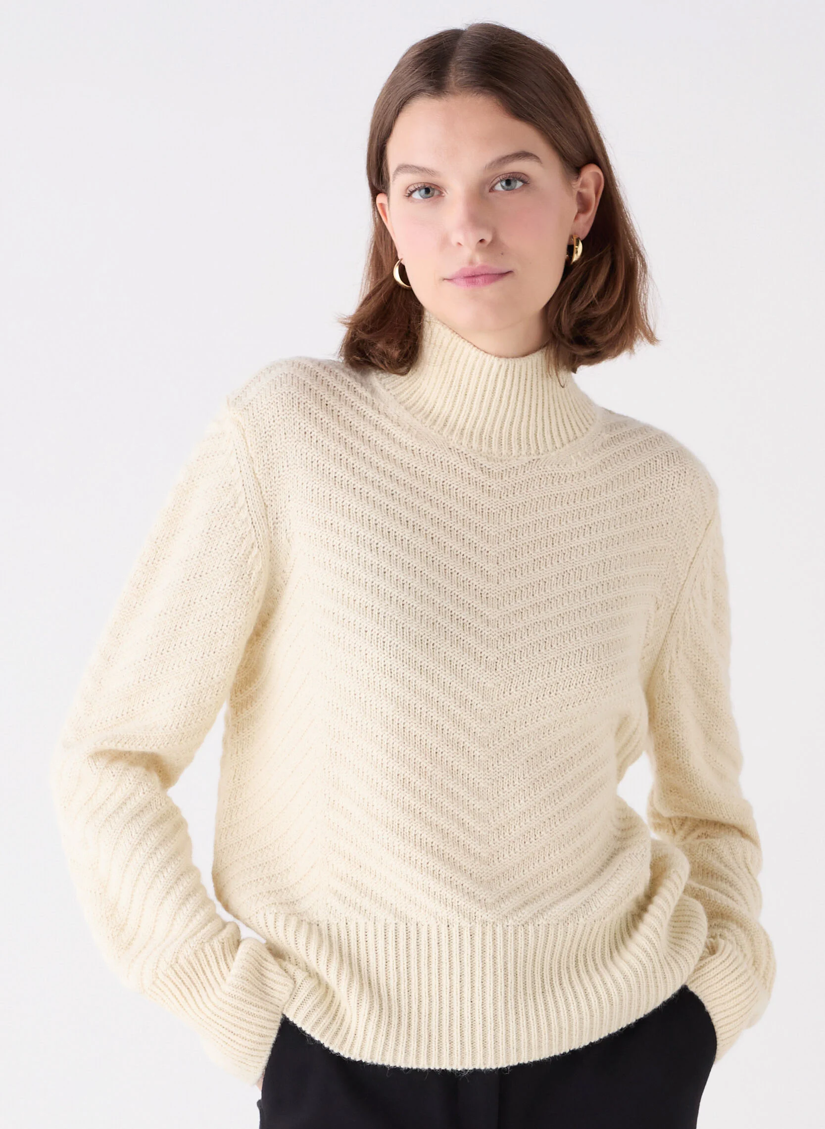 MWILLIAM - Pull droit col montant | Blanc