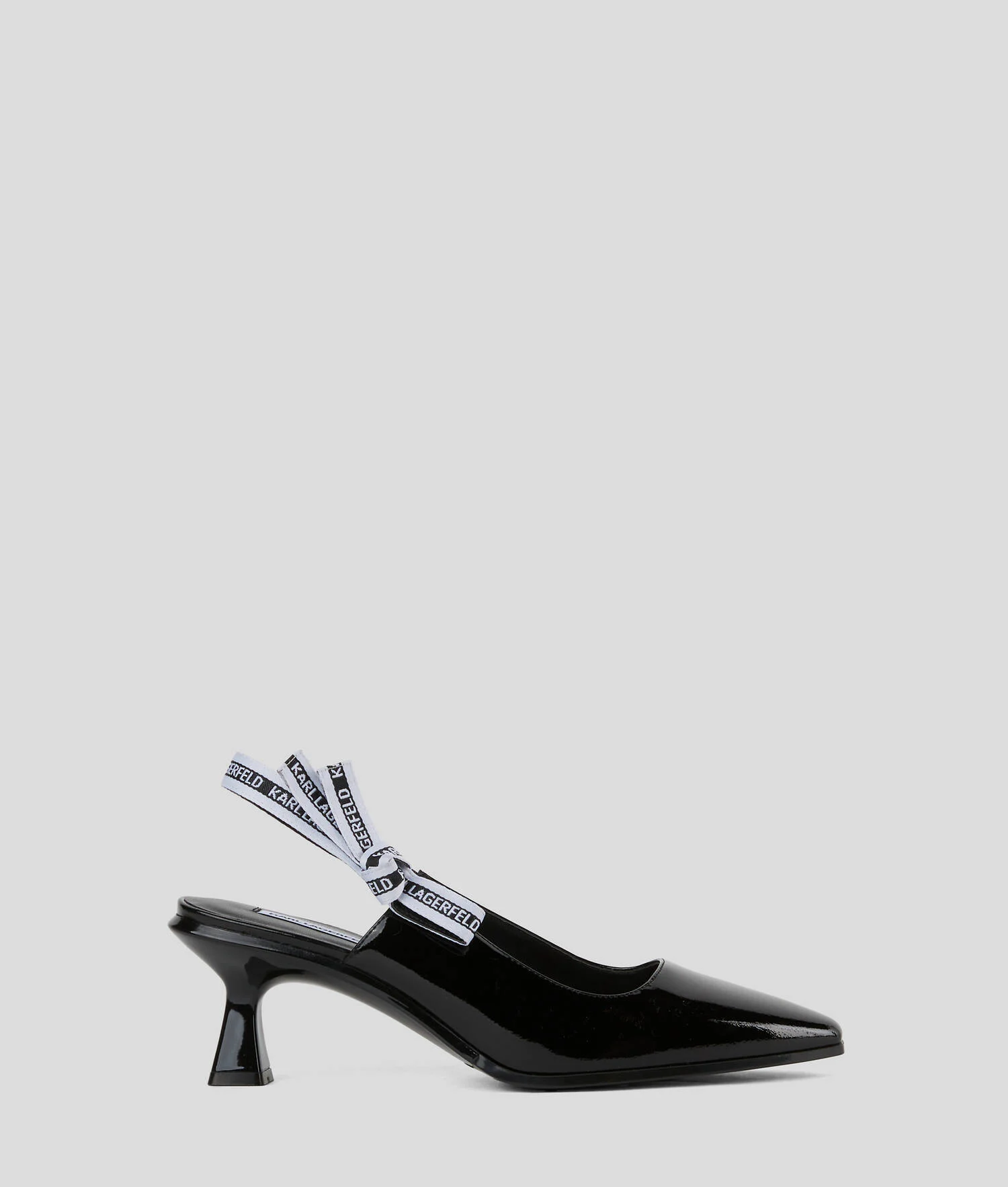 ESCARPINS À TALON AVEC BRIDE ARRIÈRE ET RUBAN PANACHE - Noir