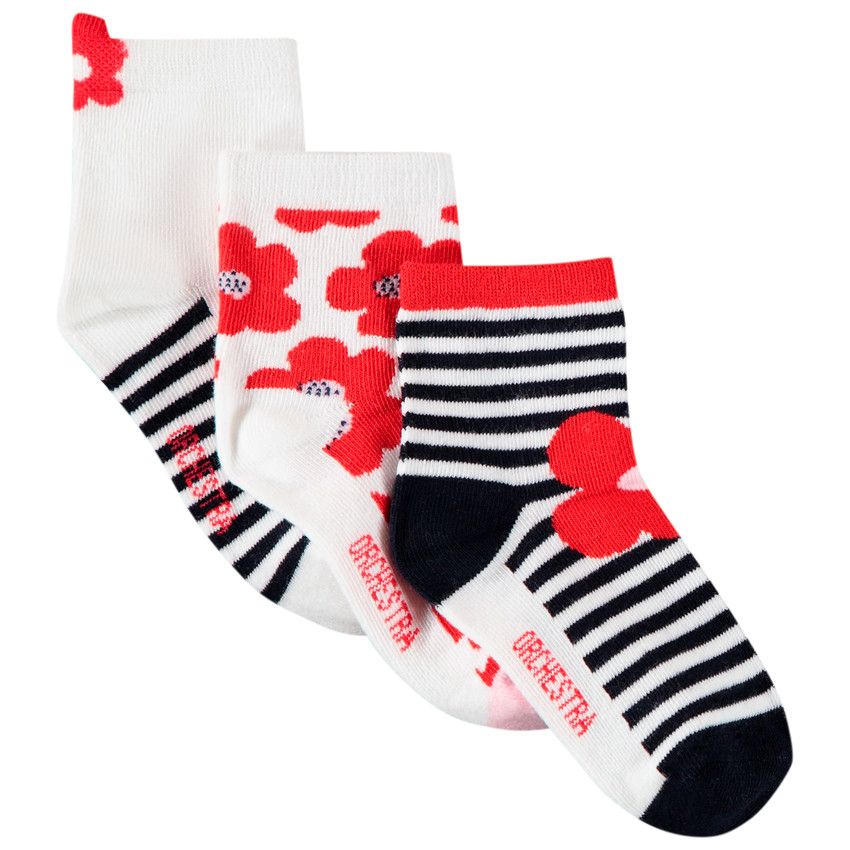 Lot de 3 paires de chaussettes assorties pour enfant fille - Ecru