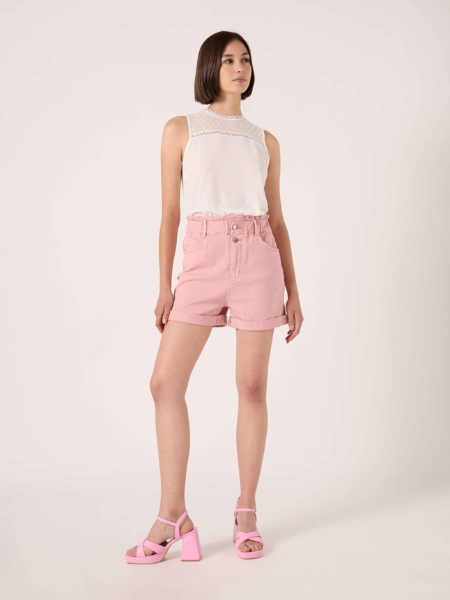 Top col montant dentelle