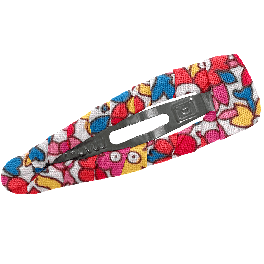 Barrette Clic-Clac Tissu Cocktail De Fleurs