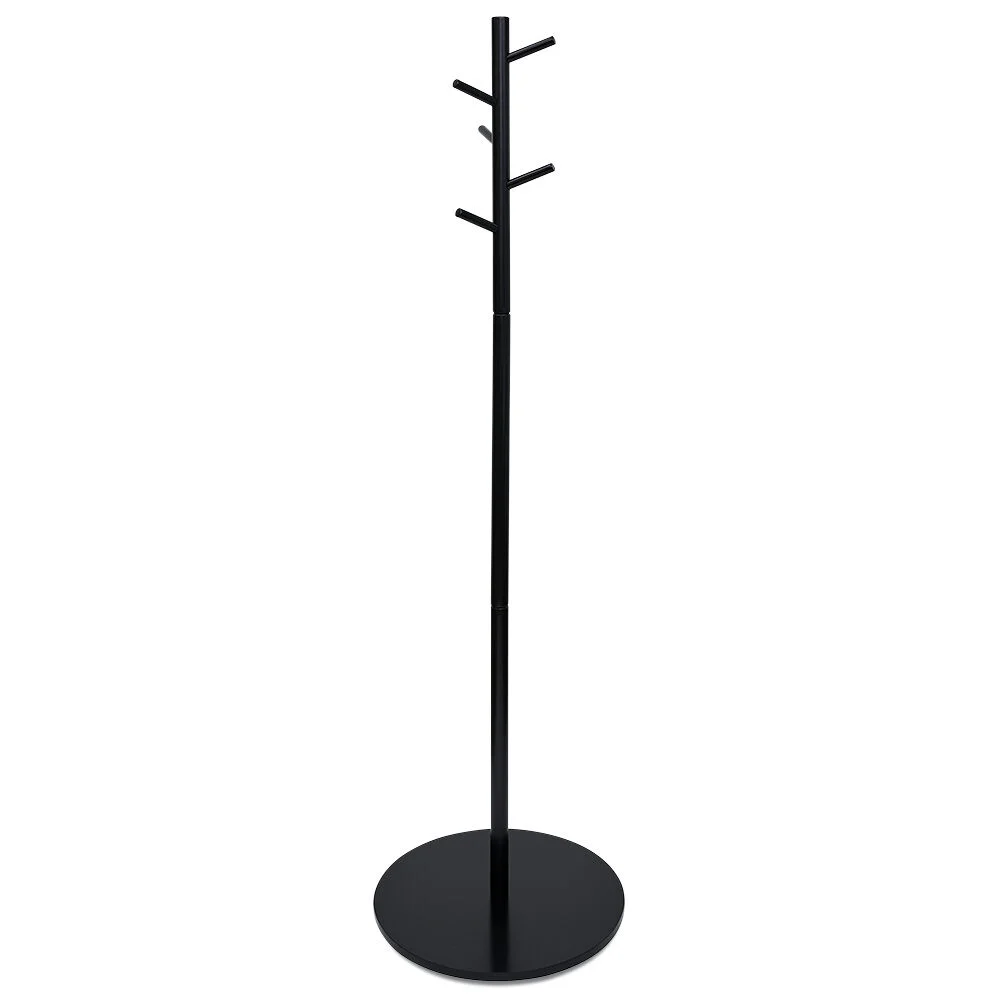 Porte manteau bois noir 5 crochets 50xH170cm