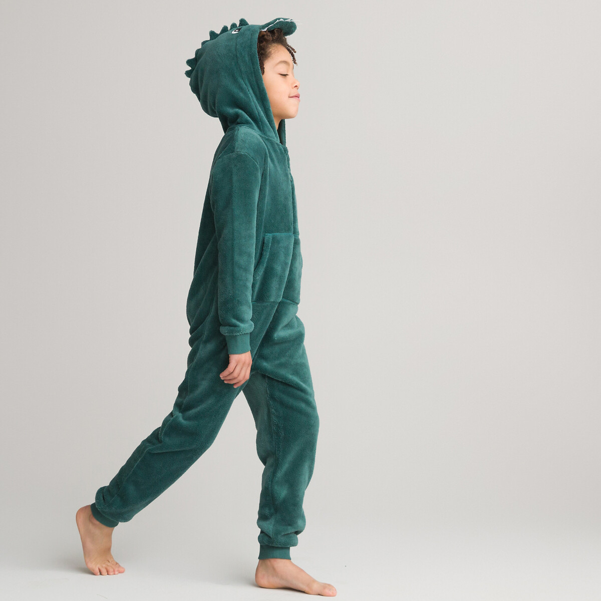 COLEÇÕES LA REDOUTE<br>Macacão com capuz, em fleece, estampa de dinossauro