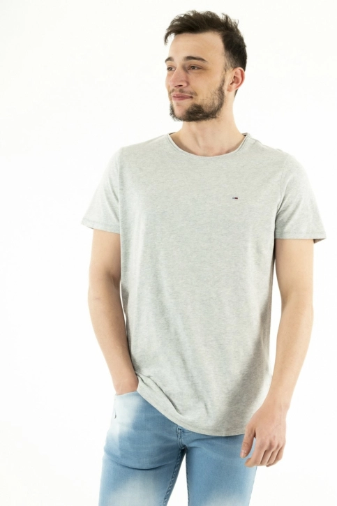 Tee shirt tommy jeans slim jaspe c neck p01 lt grey htr