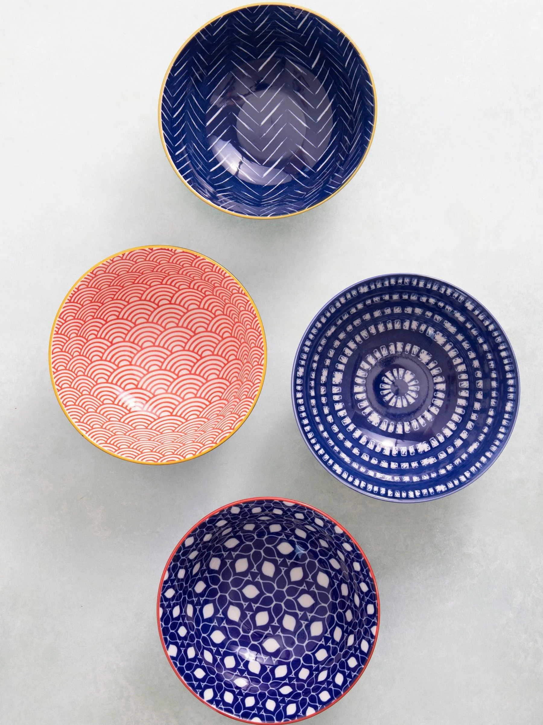 Kitchencraft Set of 4 Patterned Ceramic Cereal Bowls