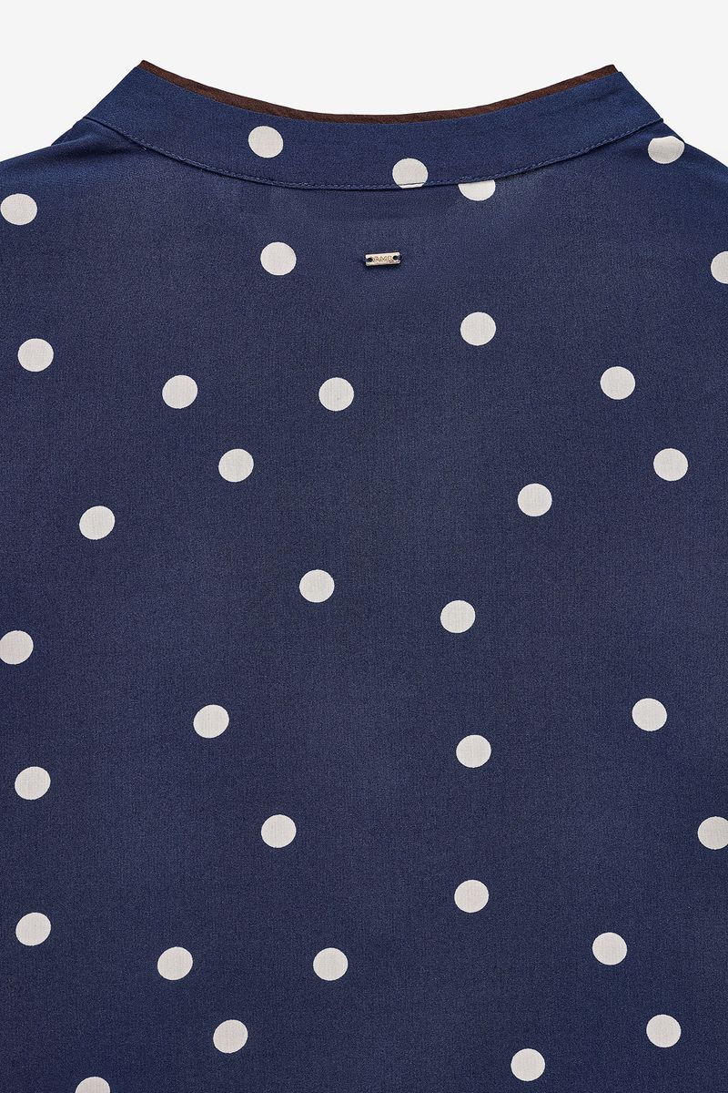 CAMISA POLKA DOTS COM FITA EM CONTRASTE