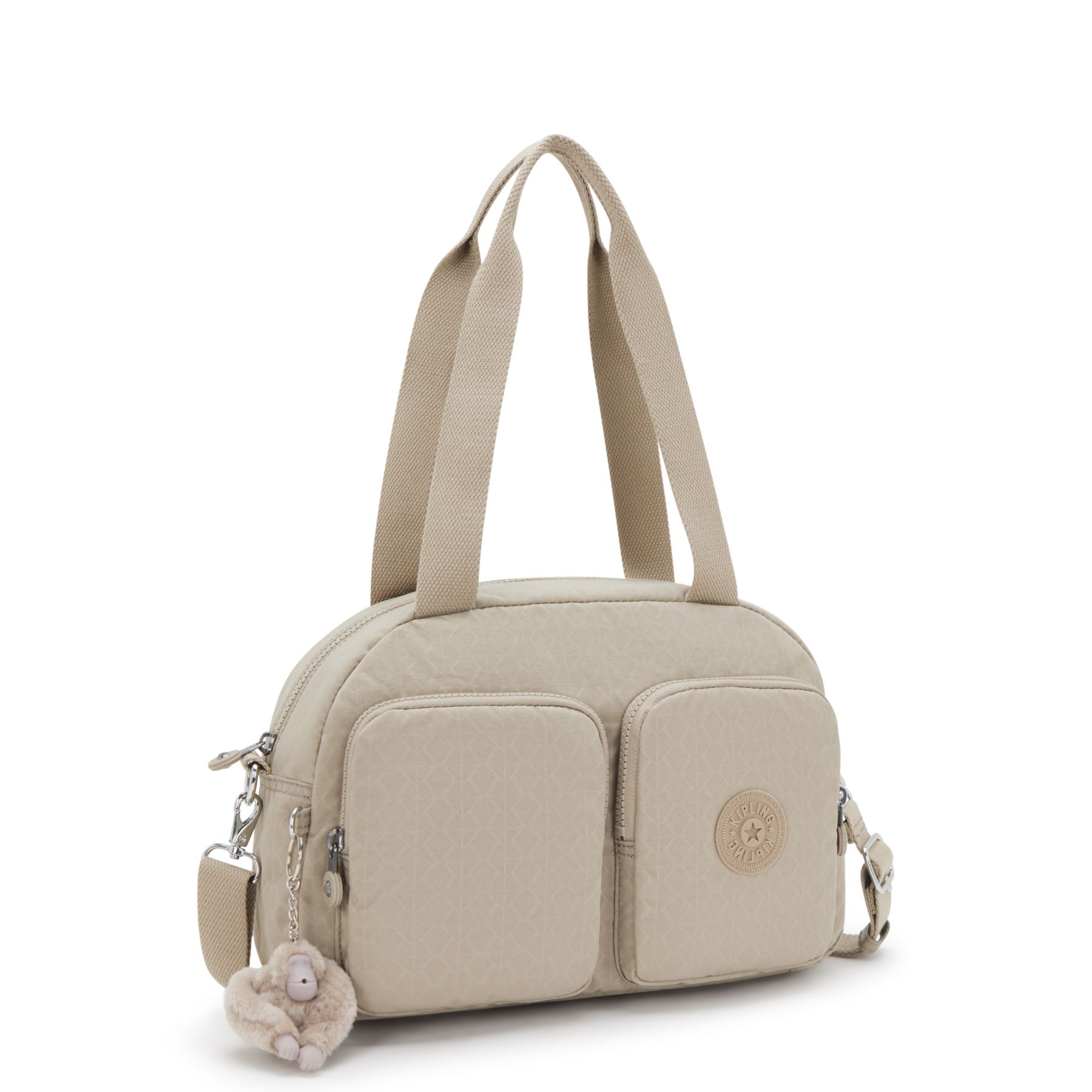COOL DEFEA Sac Épaule Taille Moyenne avec Sangle Détachable - Signature Beige Embossed