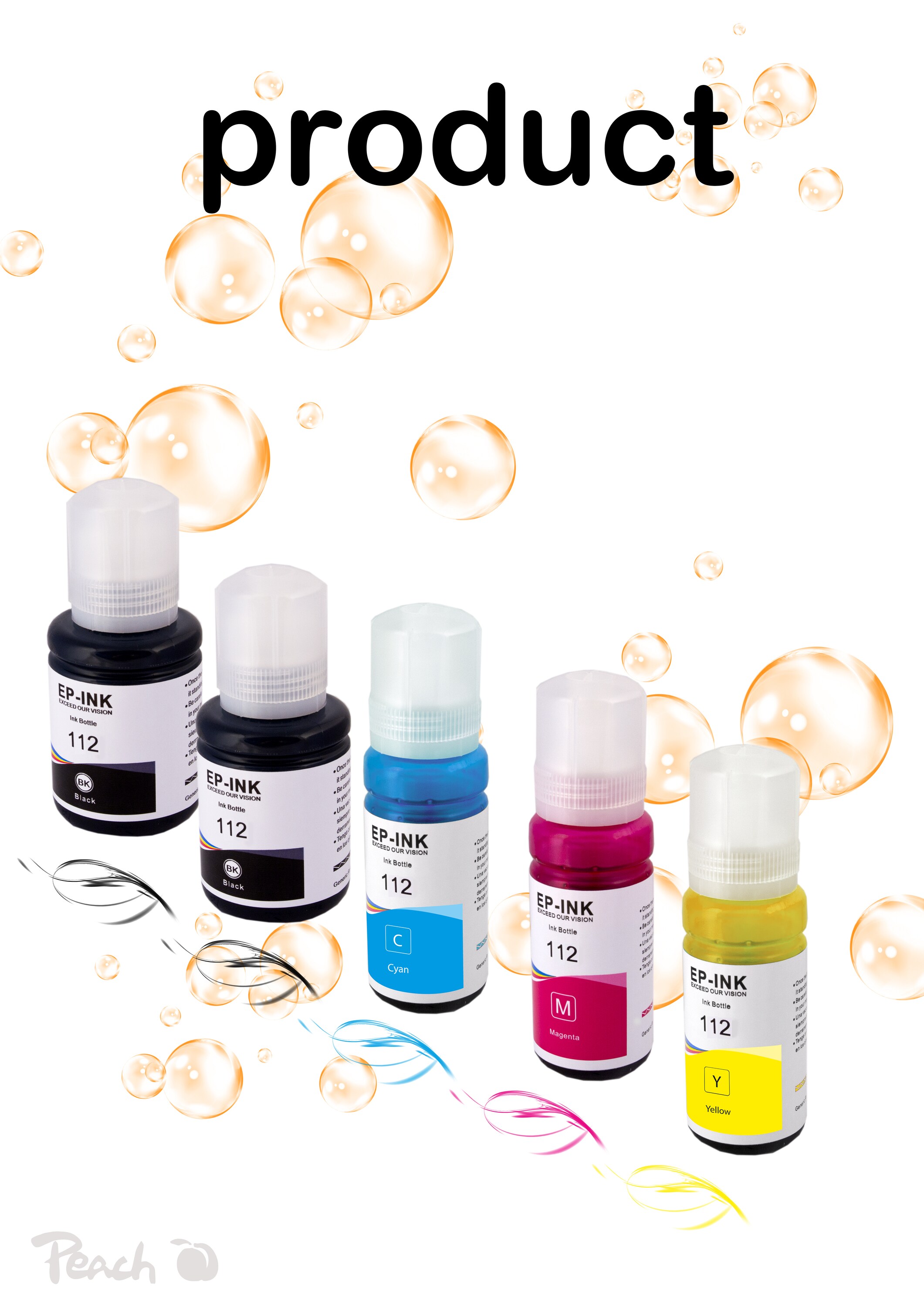 Peach E112Spar Pack Plus Druckerpatronen (2*bk, c/m/y) ersetzt Epson No. 112 für z.B. Epson EcoTank L 11160, Epson EcoTank L 15150